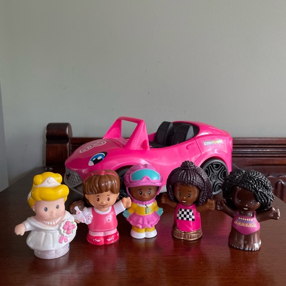 Fisher-Price Little People Barbie Pink Convertible Car Toy With Figure For Toddlers 18m+